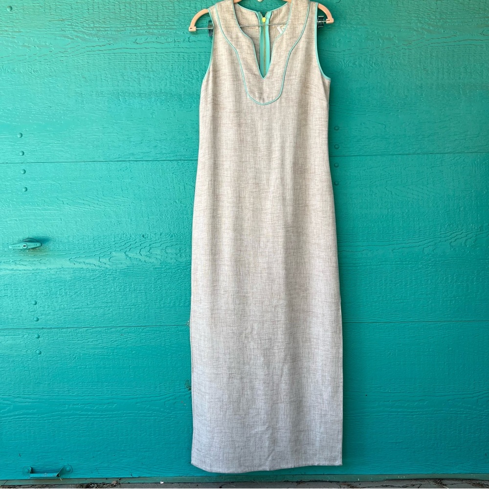 SAIL TO SABLE SAND + TURQUOISE SLEEVELESS ELEGANT RESORT MAXI DRESS SIZE SMALL - Picture 6 of 11